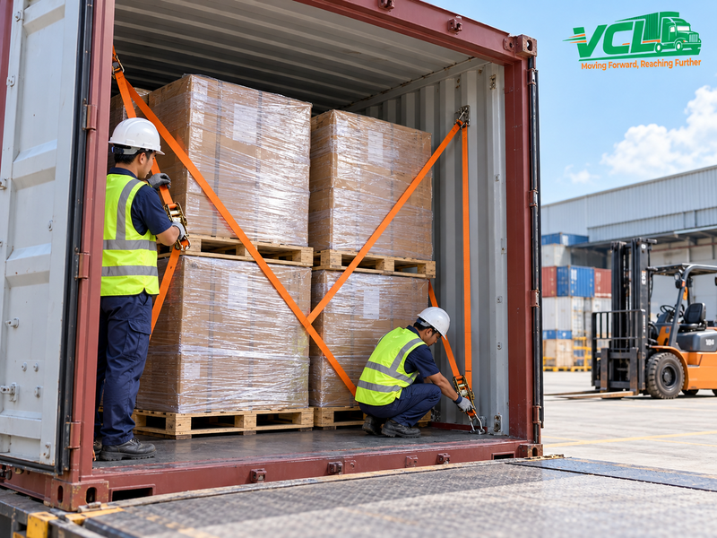 Xe đầu kéo đưa container ra cảng theo lịch tàu đã đặt