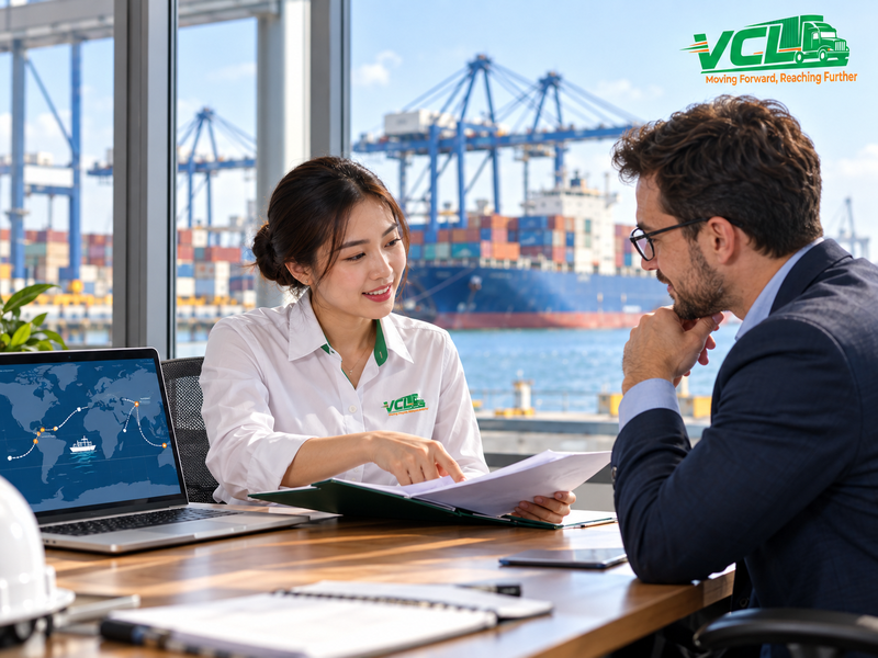Nhân viên kiểm tra chứng từ vận đơn trước giờ cắt máng